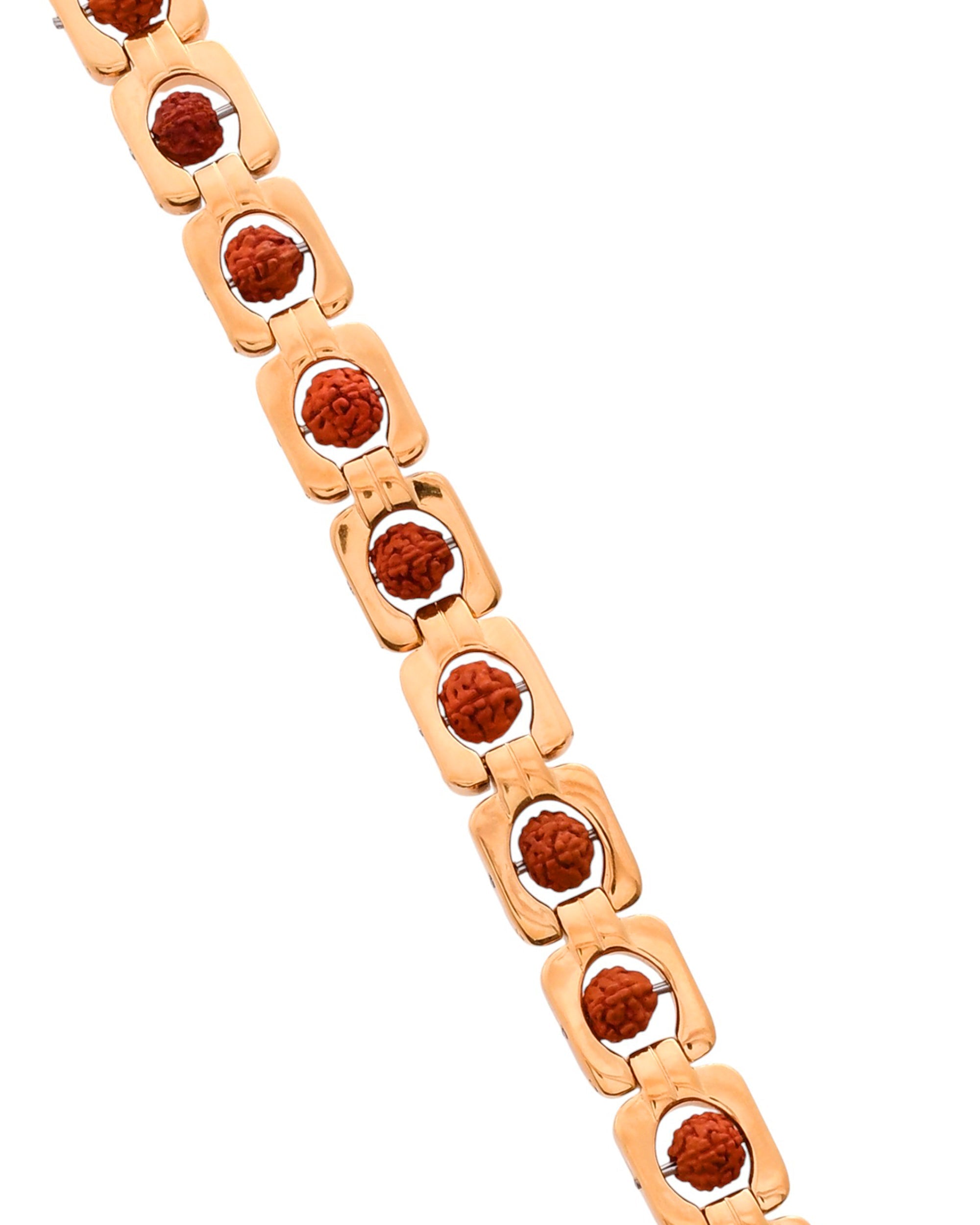 VOJ Men's Gold Toned Rudraksha Bracelet - Distacart