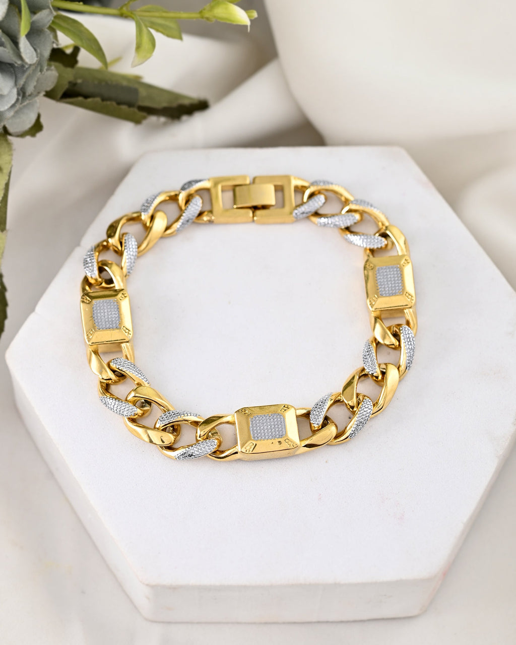 VOJ Dual Toned Men's Elgent Stylish Bracelet - Distacart