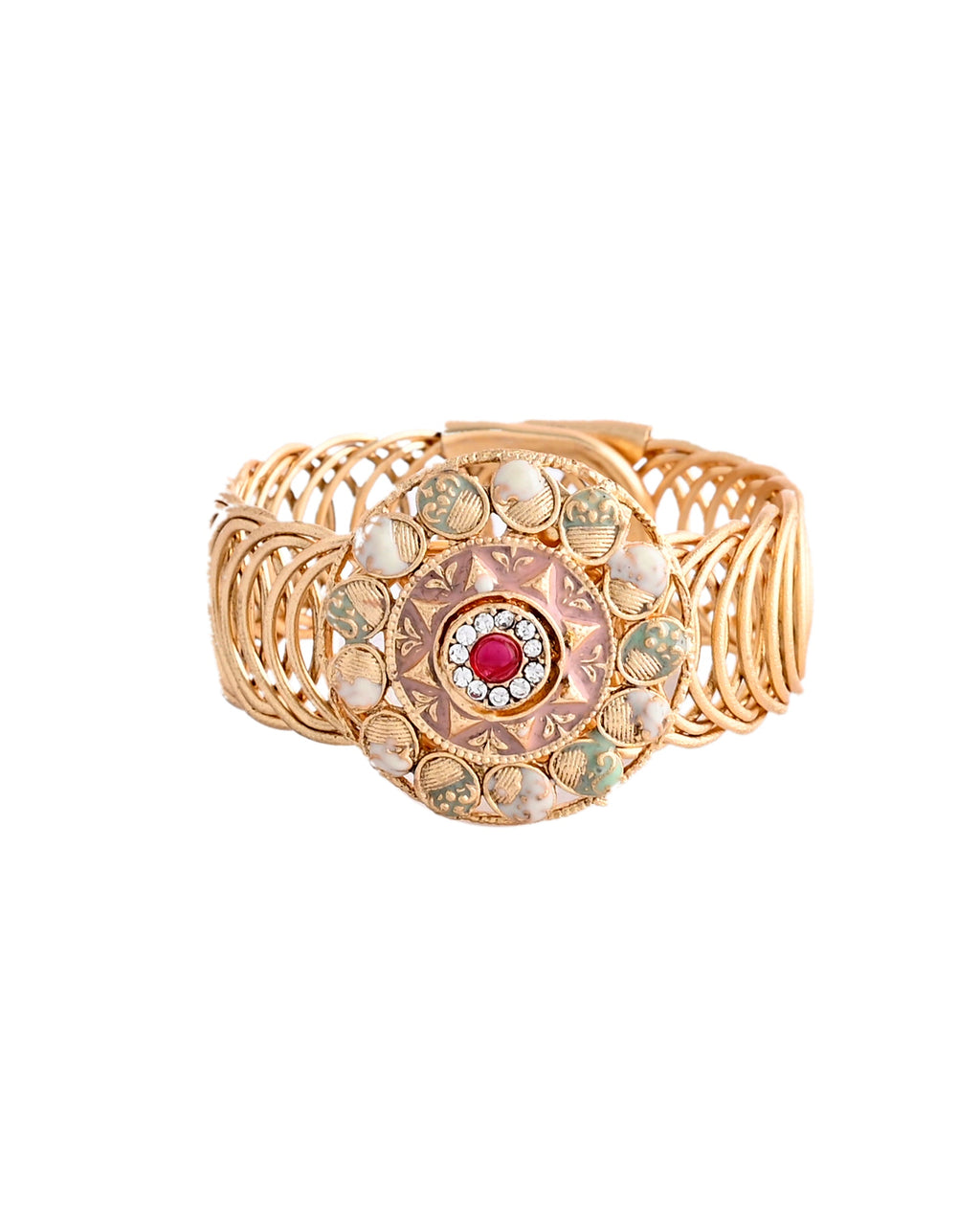 VOJ Kundan Studded Circular Women's Bracelet - Distacart