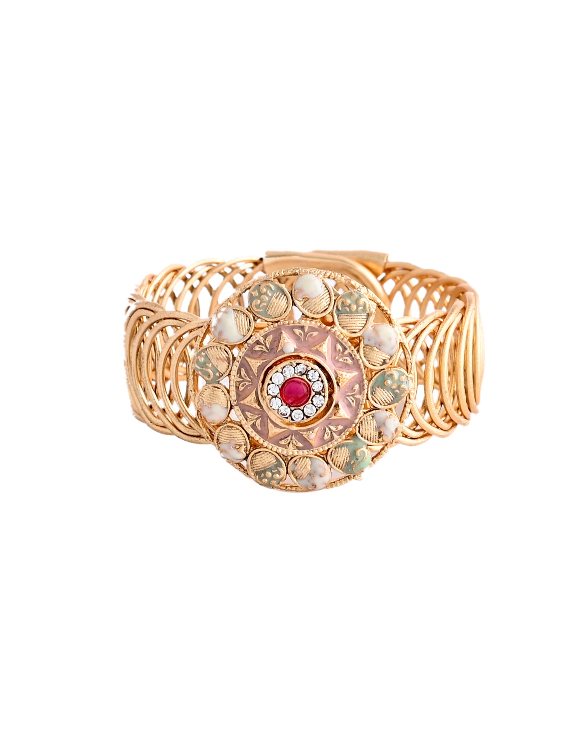 VOJ Kundan Studded Circular Women's Bracelet - Distacart