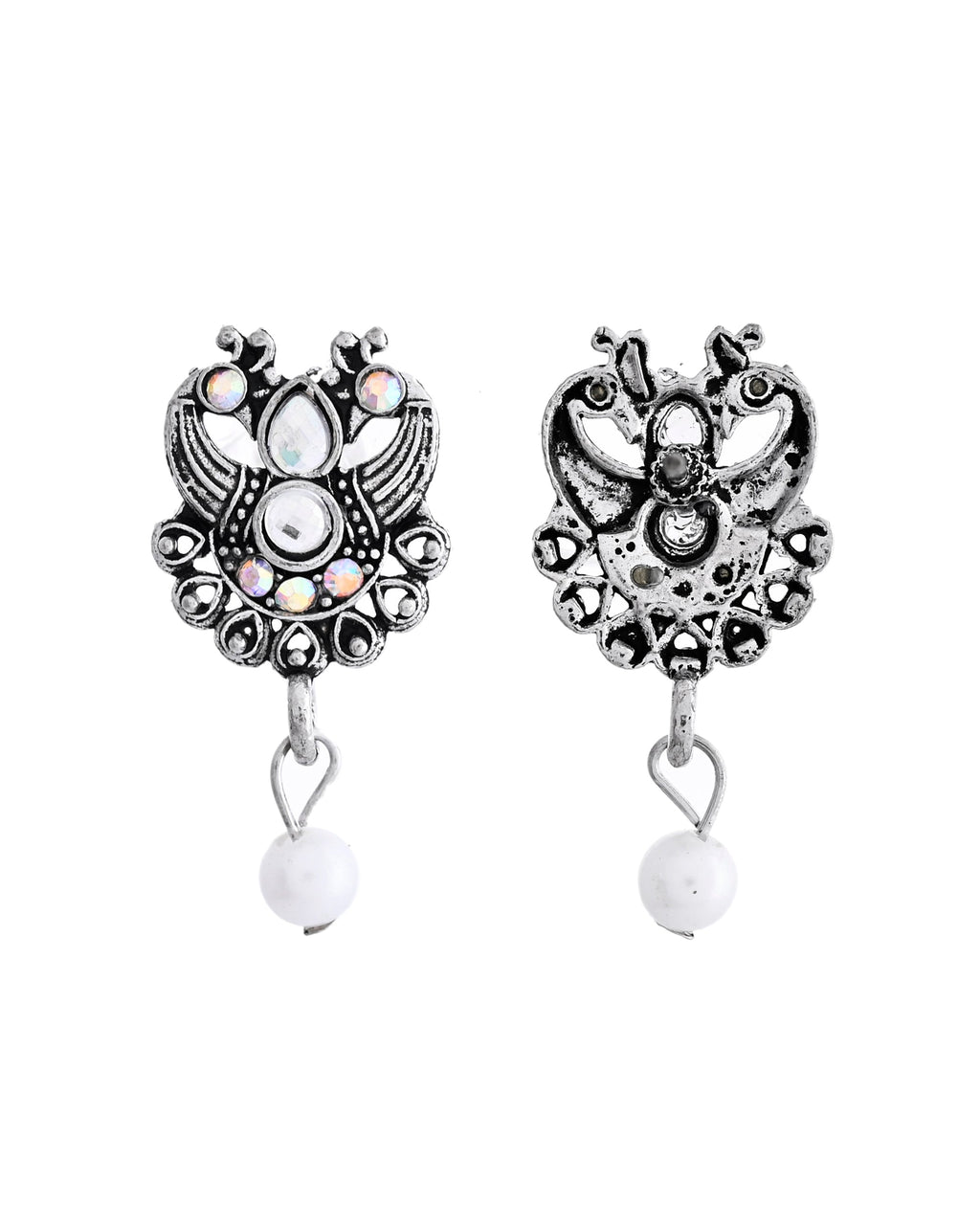 VOJ Silver Plated Oxidized Temple Jewellery Set
