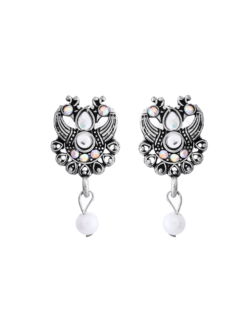VOJ Silver Plated Oxidized Temple Jewellery Set