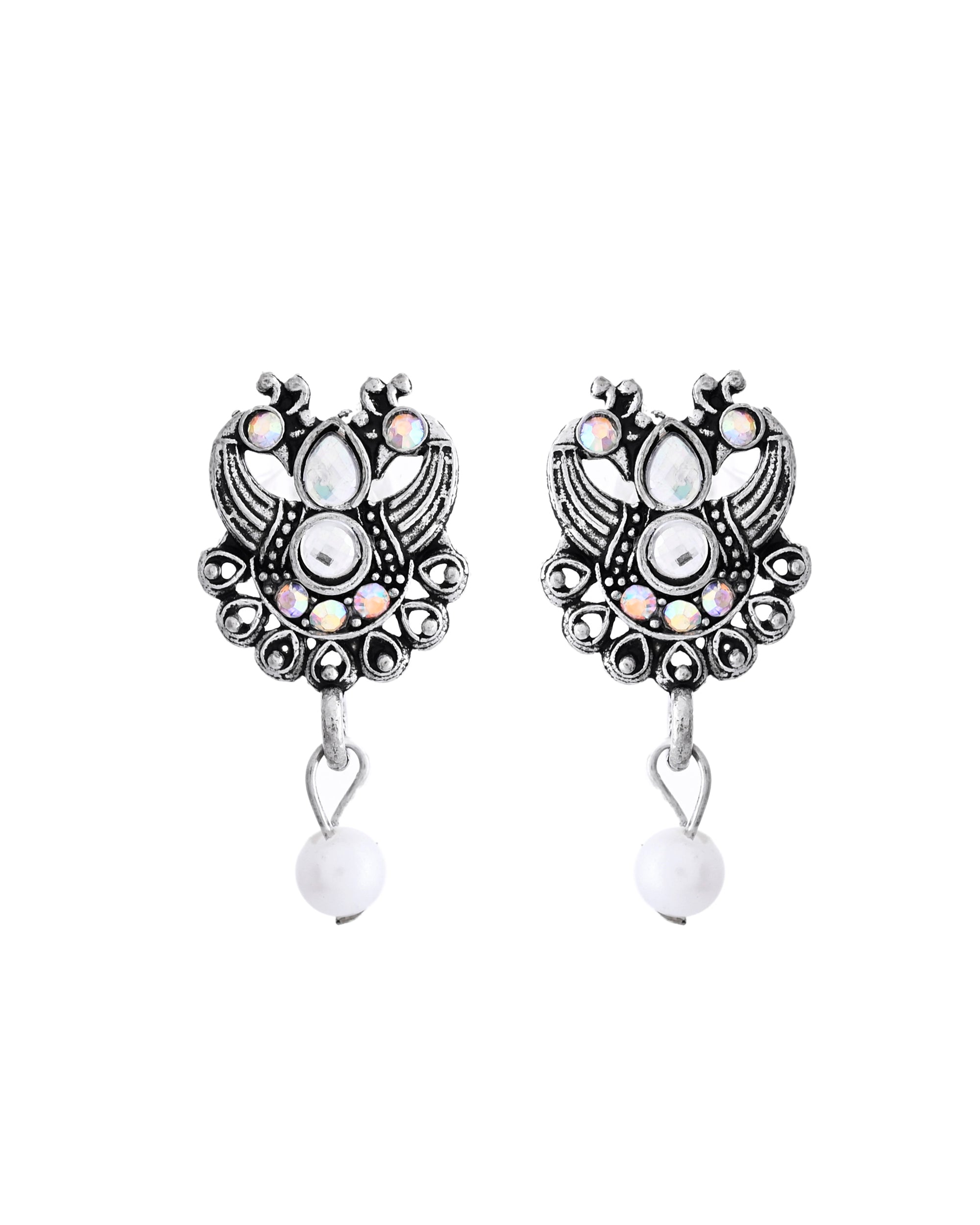 VOJ Silver Plated Oxidized Temple Jewellery Set