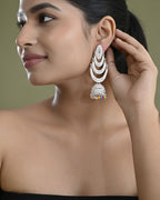 VOJ White Oxidized Mult Layer Chandbali Earrings - Distacart