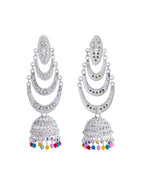 VOJ White Oxidized Mult Layer Chandbali Earrings - Distacart