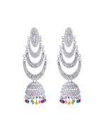 VOJ White Oxidized Mult Layer Chandbali Earrings - Distacart