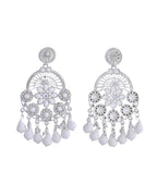 VOJ Elegent White Ethnic Chandbali Earrings With Pearl And Stone Earrings - Distacart