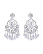 VOJ Elegent White Ethnic Chandbali Earrings With Pearl And Stone Earrings - Distacart