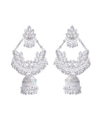 VOJ Stunning White Oxidized Chandbali with Stone And Peral Detailing Earrings - Distacart