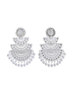 VOJ White Oxidized Multi Layered Stone Studded Earrings - Distacart