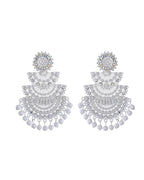 VOJ White Oxidized Multi Layered Stone Studded Earrings - Distacart