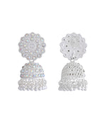 VOJ White Stone Studded Jhumkar Earrings With Maang Tikka - Distacart