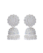 VOJ White Stone Studded Jhumkar Earrings With Maang Tikka - Distacart