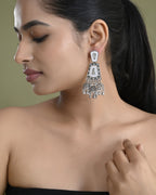VOJ Silver Plated Moon Stone Studded Elegent Earrings - Distacart