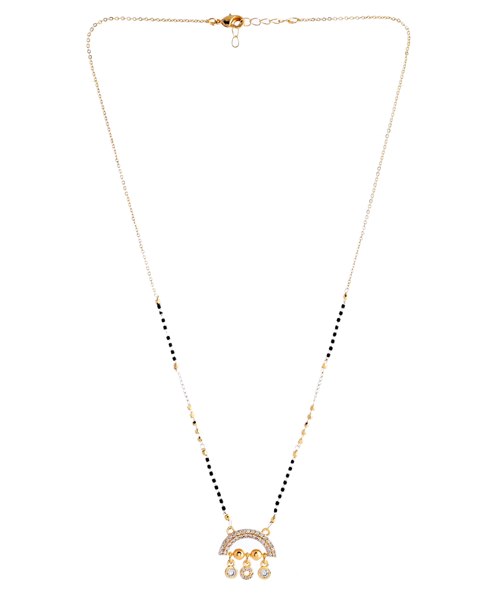 VOJ Gold-Polished AD Studded Half Done Shape Mangalsutra - Distacart