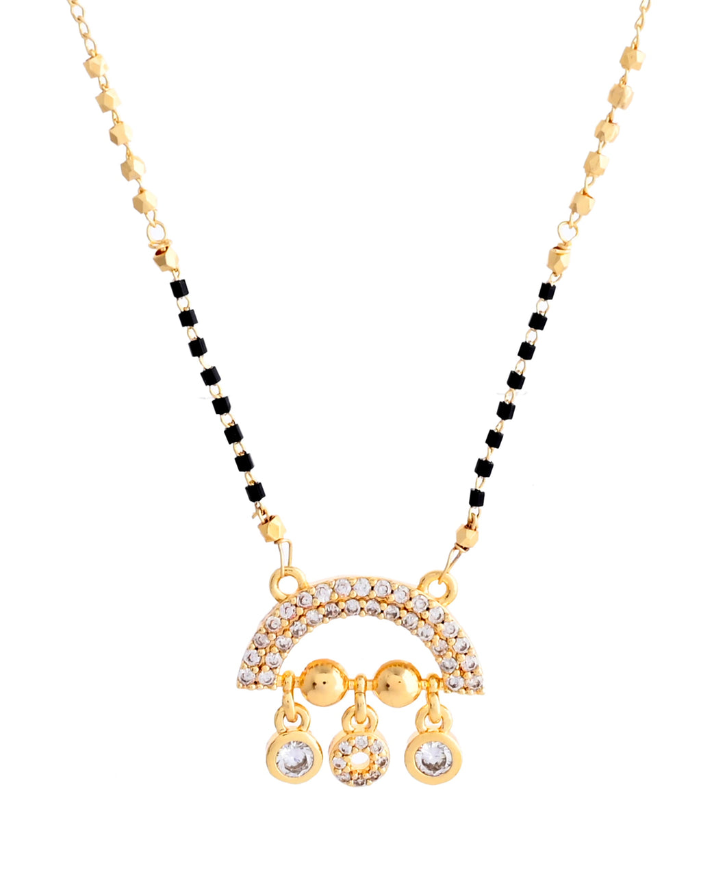 VOJ Gold-Polished AD Studded Half Done Shape Mangalsutra - Distacart