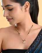 VOJ Gold-Polished Stone Studded Triangular Shaped Mangalsutra - Distacart