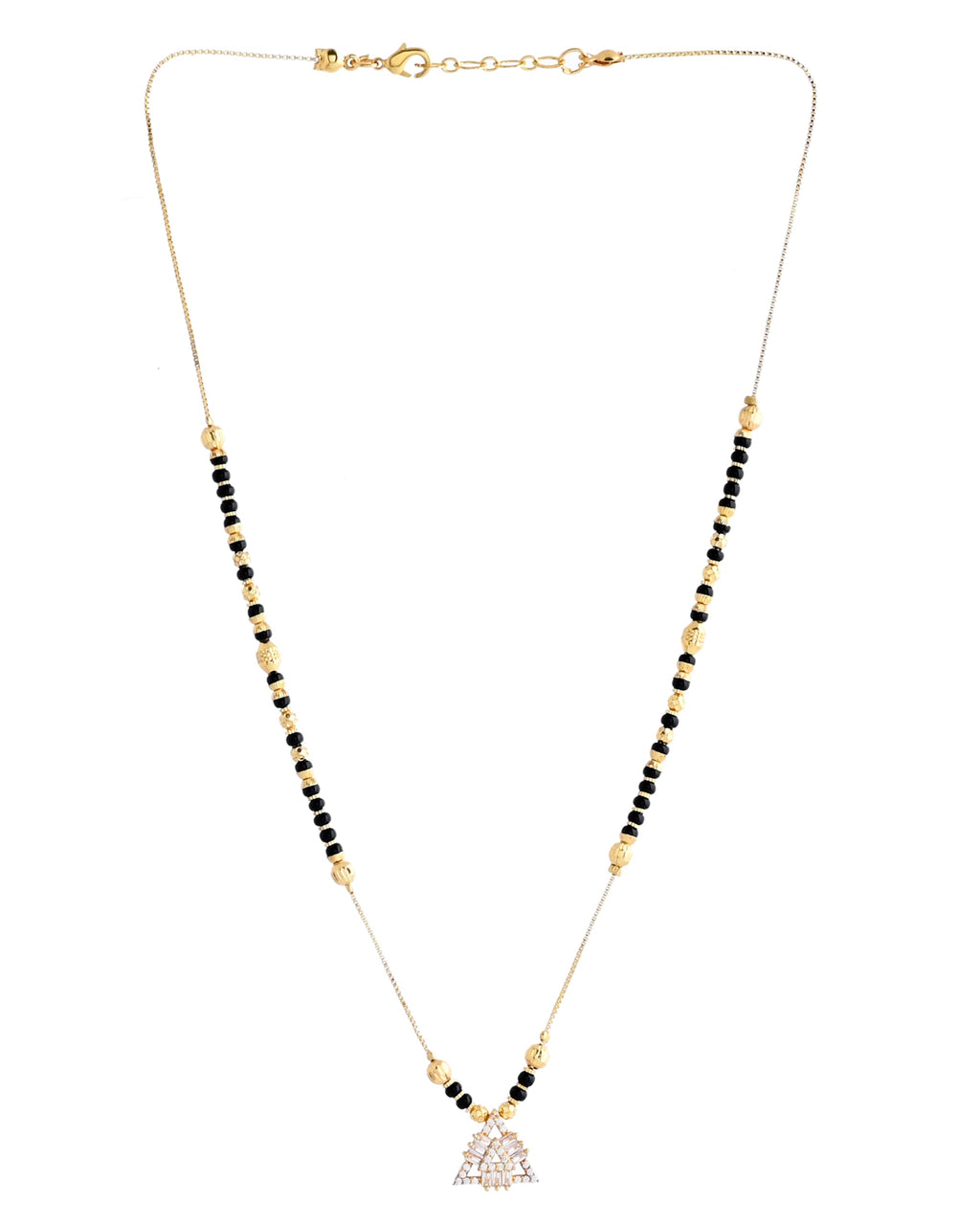 VOJ Gold-Polished Stone Studded Triangular Shaped Mangalsutra - Distacart