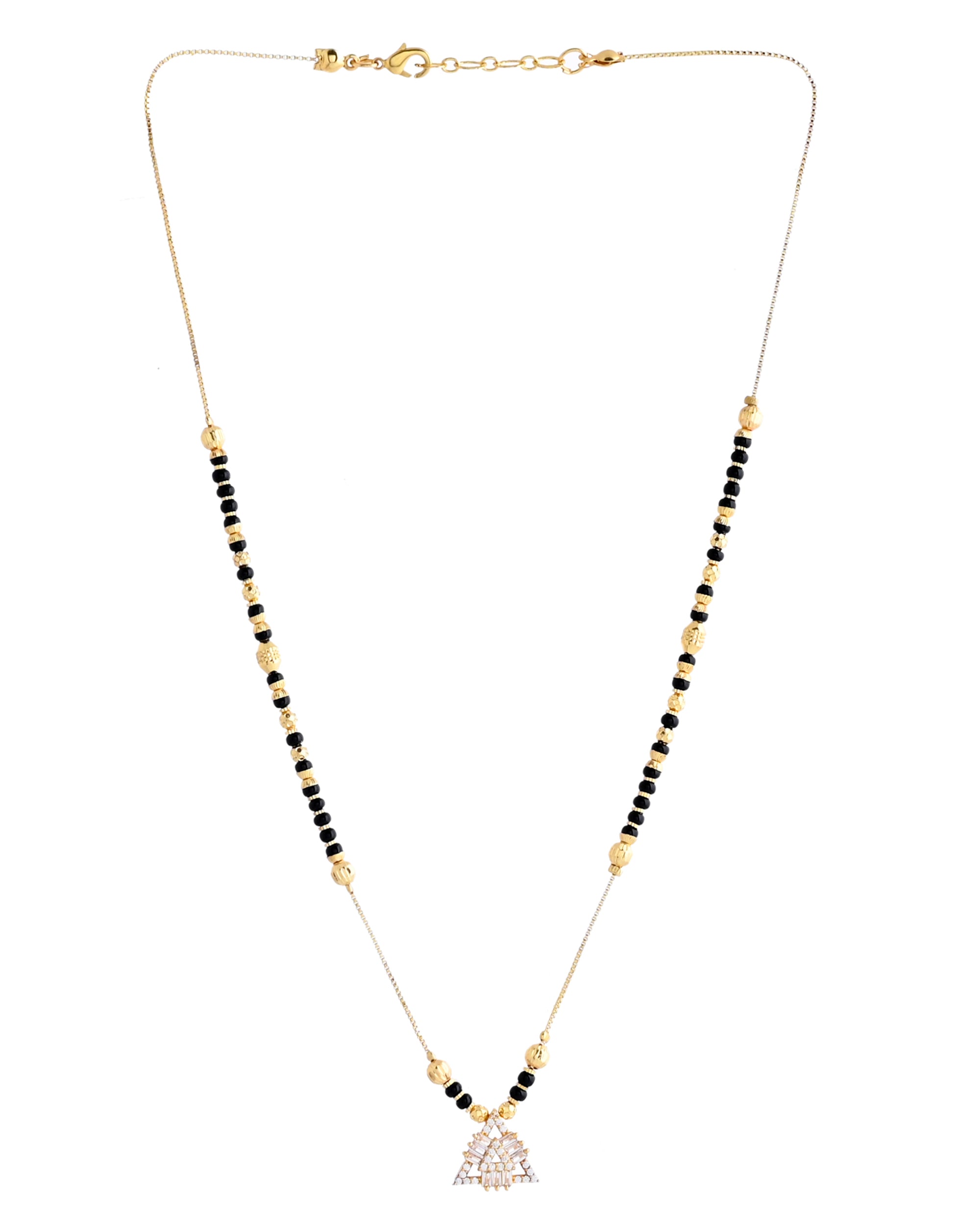 VOJ Gold-Polished Stone Studded Triangular Shaped Mangalsutra - Distacart