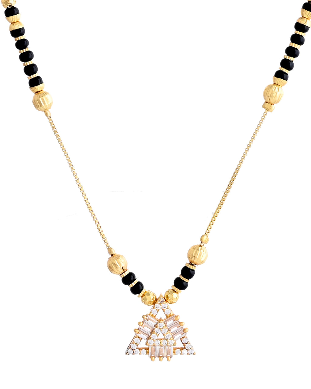 VOJ Gold-Polished Stone Studded Triangular Shaped Mangalsutra - Distacart