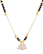 VOJ Gold-Polished Stone Studded Triangular Shaped Mangalsutra - Distacart