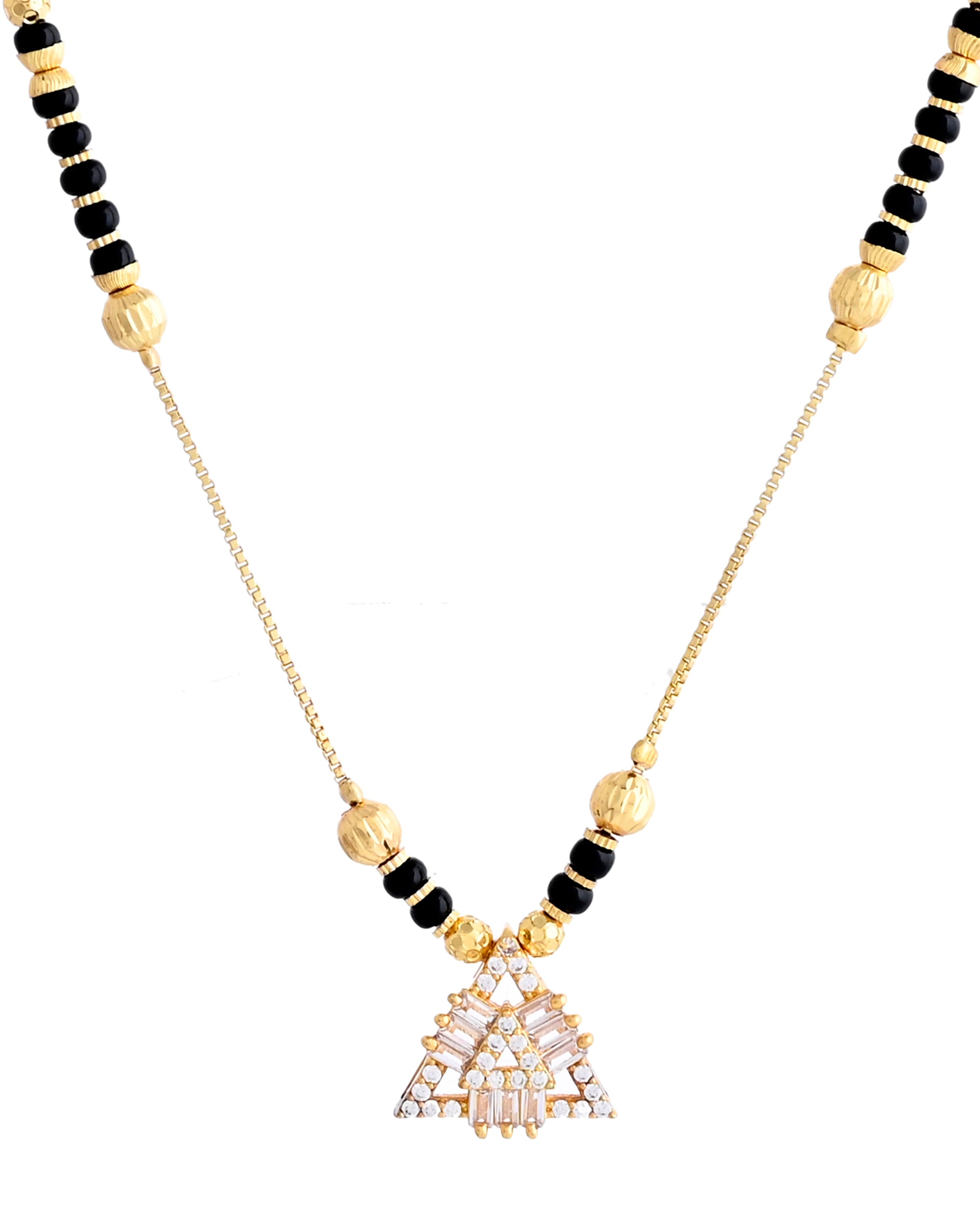 VOJ Gold-Polished Stone Studded Triangular Shaped Mangalsutra - Distacart