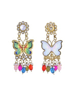 VOJ Gold Toned Multi colour Butterfly Shaped Long Earrings - Distacart
