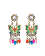 VOJ Gold Toned Multi colour Butterfly Shaped Long Earrings - Distacart
