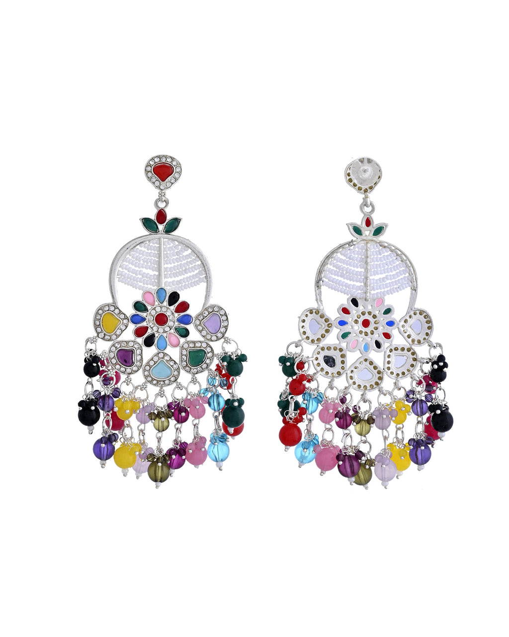 VOJ Multi Colour Beaded Long Chanbali Earrings - Distacart