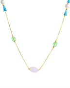 VOJ Gold-Polished Green Beaded Chain For Women