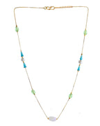 VOJ Gold-Polished Green Beaded Chain For Women
