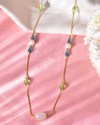 VOJ Gold-Polished Green Beaded Chain For Women