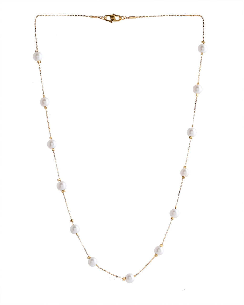 VOJ Gold-Polished Pearl Chain For Women