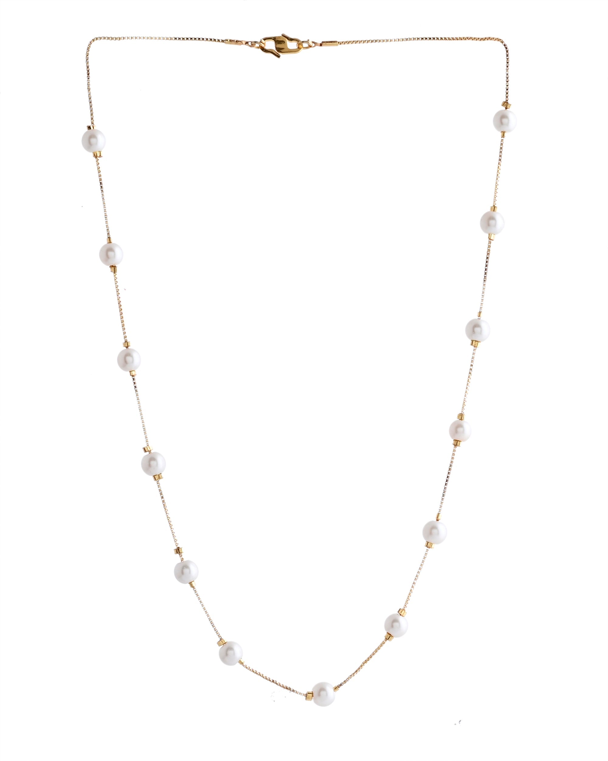 VOJ Gold-Polished Pearl Chain For Women