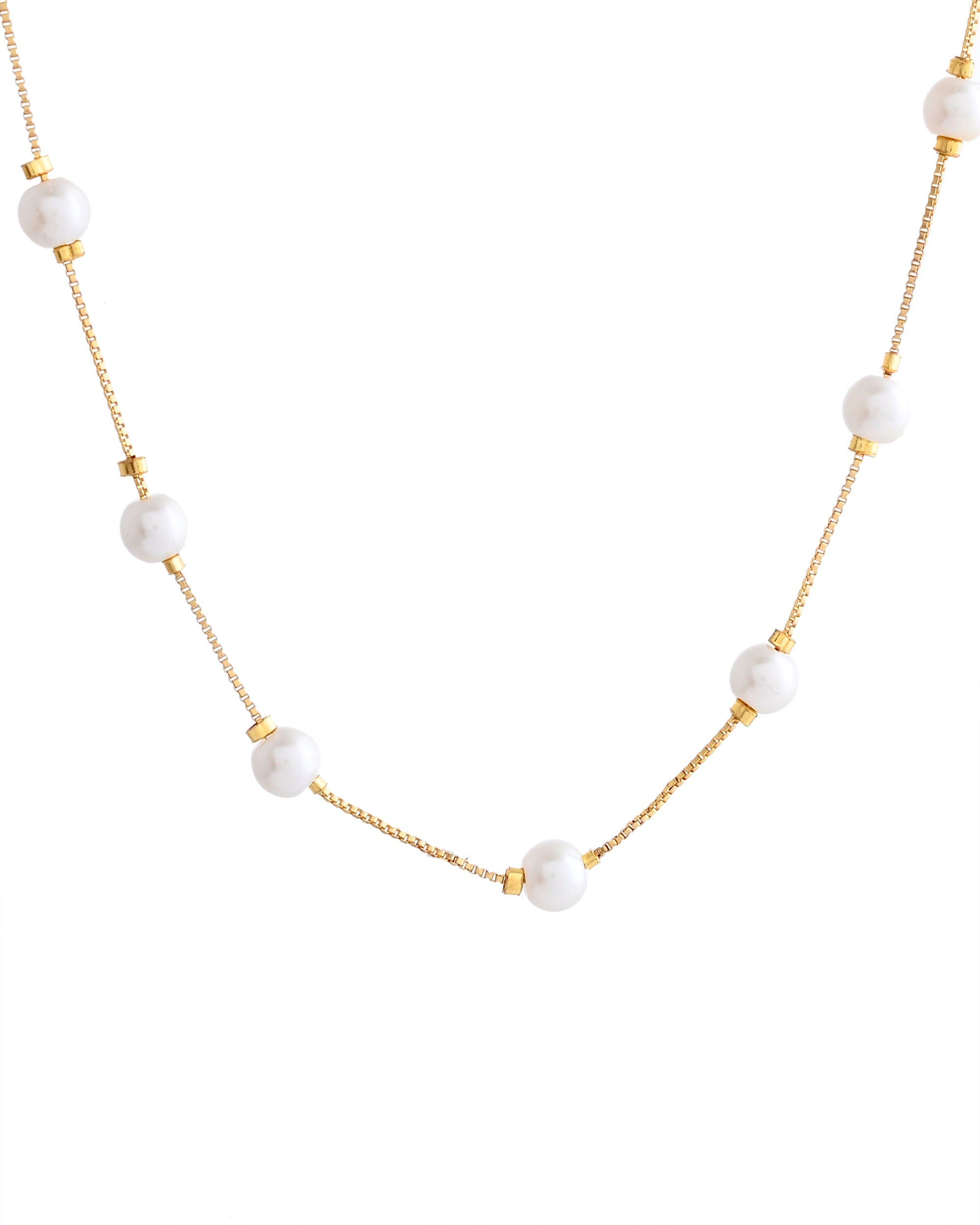 VOJ Gold-Polished Pearl Chain For Women