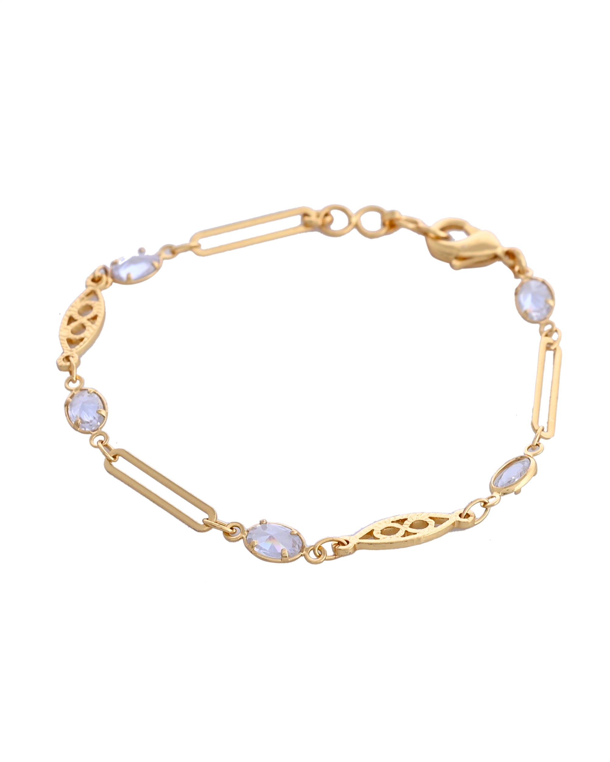 VOJ Gold-Polished Stone Studded Designer Women's Bracelet - Distacart