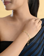 VOJ Gold-Polished Heart Shapped AD Stone Studded Women's Bracelet - Distacart