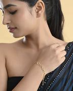 VOJ Gold-Polished Heart Shapped AD Stone Studded Women's Bracelet - Distacart