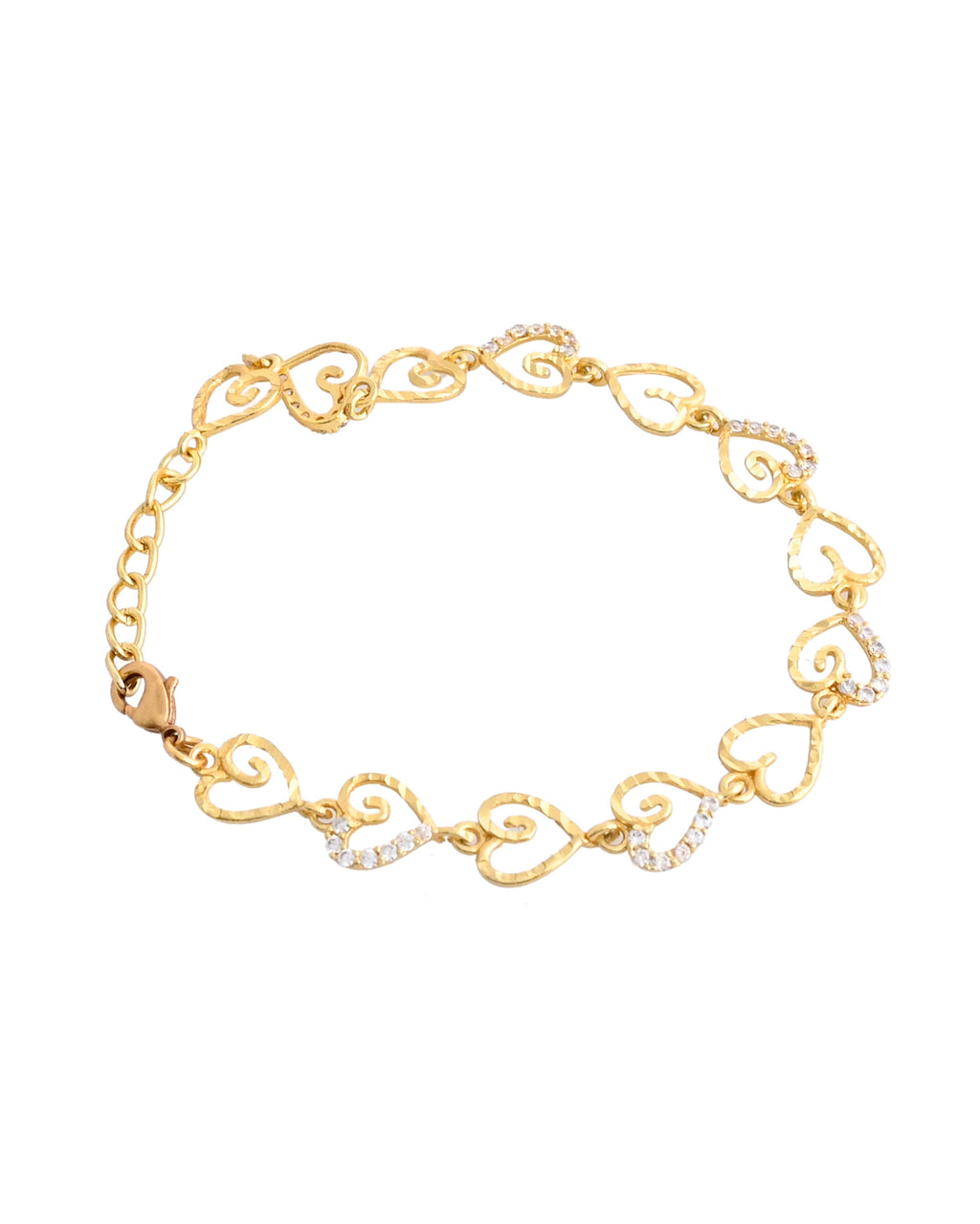 VOJ Gold-Polished Heart Shapped AD Stone Studded Women's Bracelet - Distacart