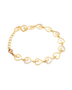 VOJ Gold-Polished Heart Shapped AD Stone Studded Women's Bracelet - Distacart
