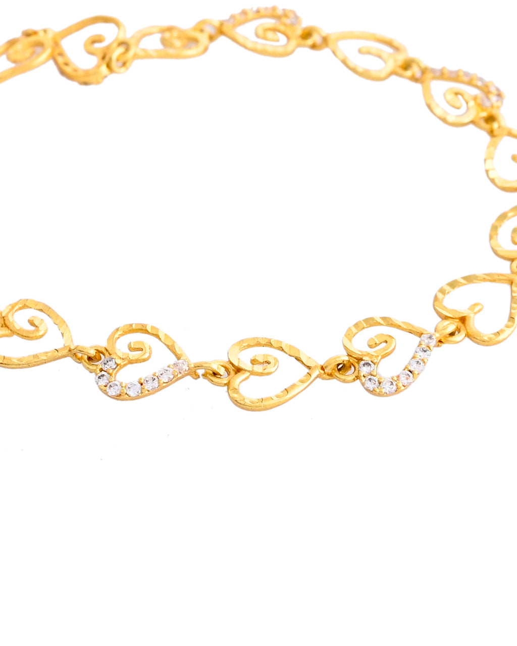 VOJ Gold-Polished Heart Shapped AD Stone Studded Women's Bracelet - Distacart