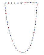 VOJ Silver Plated Multi Colour Stone Heart Shape Chain