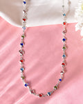 VOJ Silver Plated Multi Colour Stone Heart Shape Chain