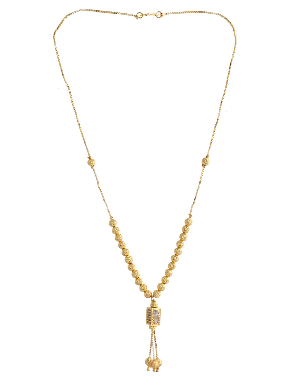 VOJ Gold-Polished Stainless Steel Stone Studded Chain For Women
