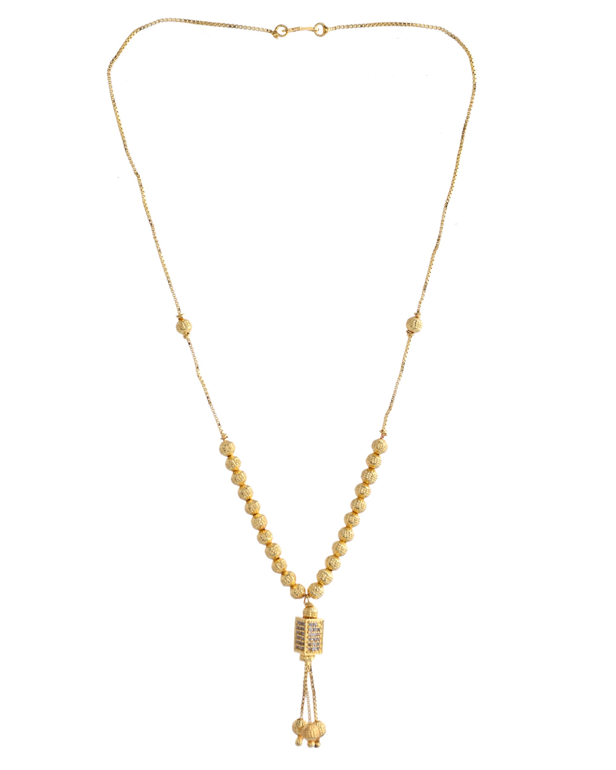 VOJ Gold-Polished Stainless Steel Stone Studded Chain For Women