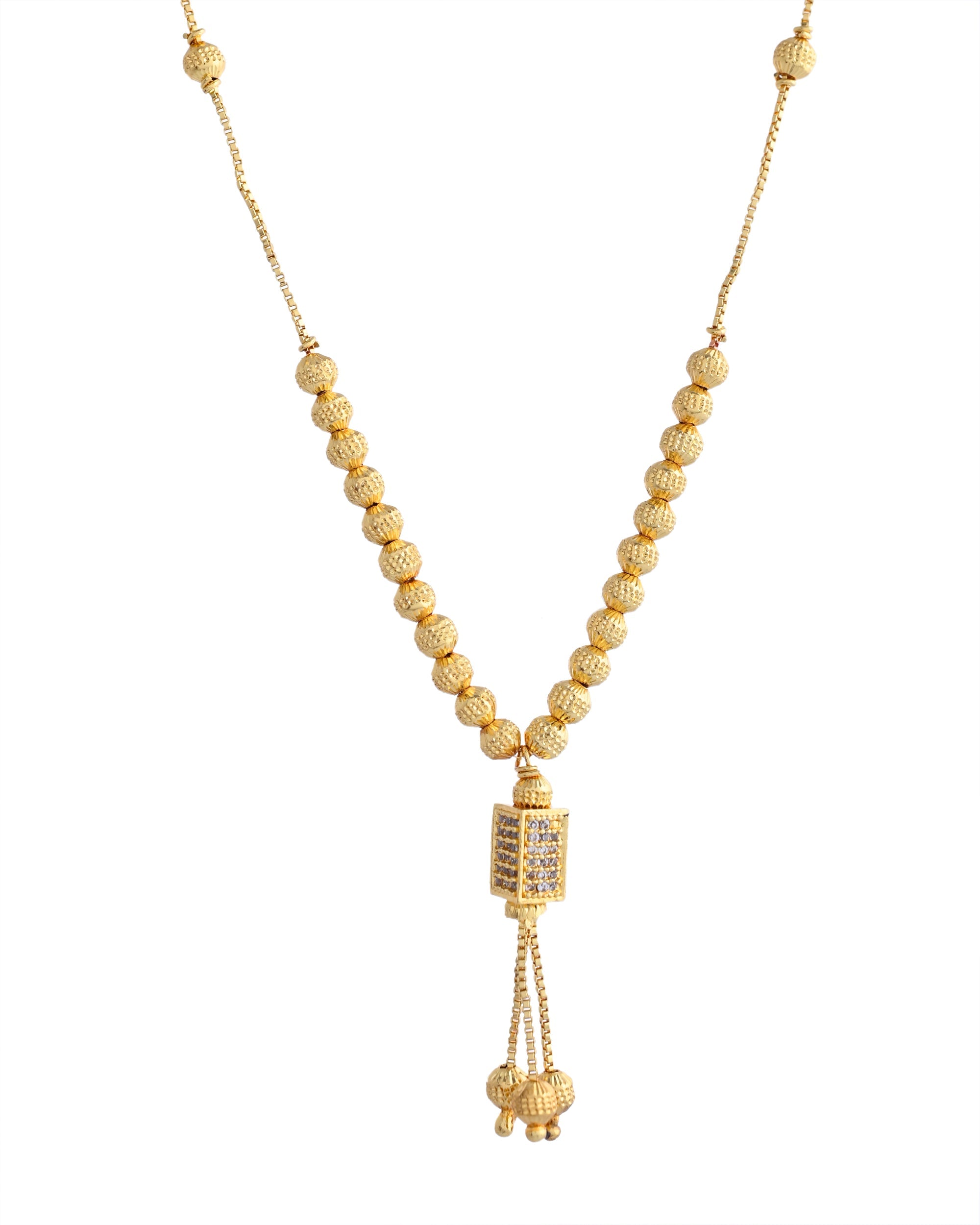 VOJ Gold-Polished Stainless Steel Stone Studded Chain For Women