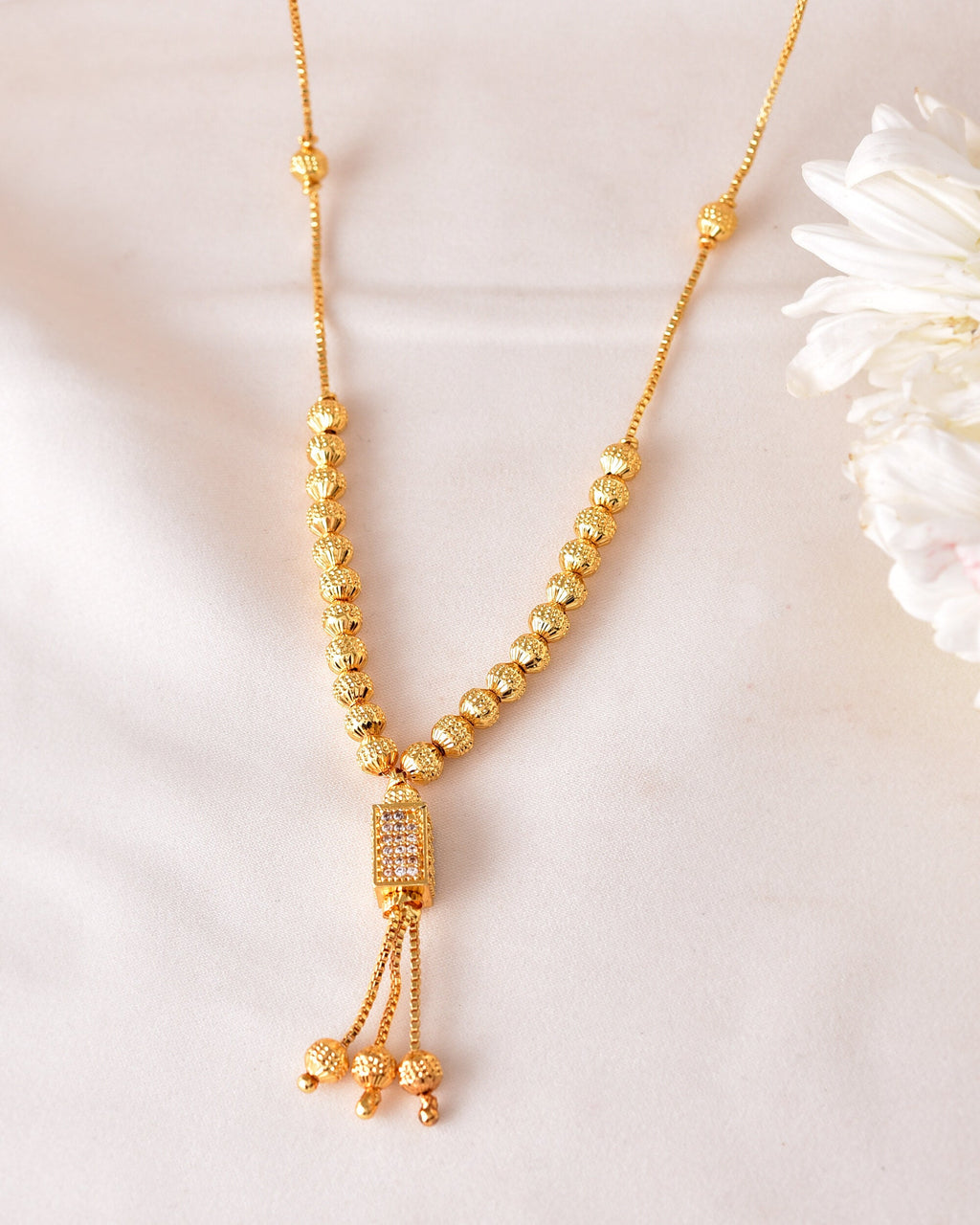 VOJ Gold-Polished Stainless Steel Stone Studded Chain For Women