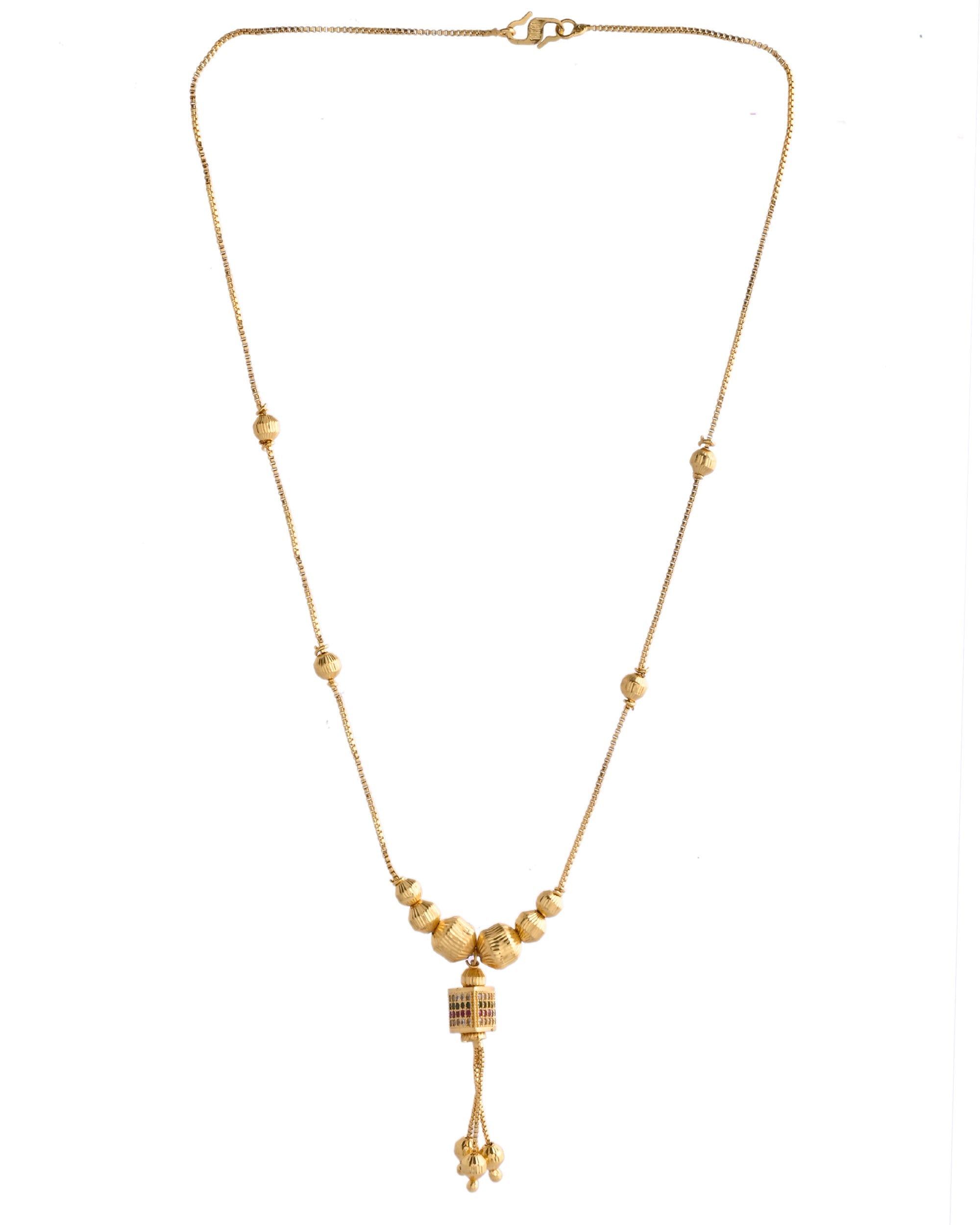 VOJ Gold-Polished Stainless Steel Multi Color Stone Studded Chain For Women