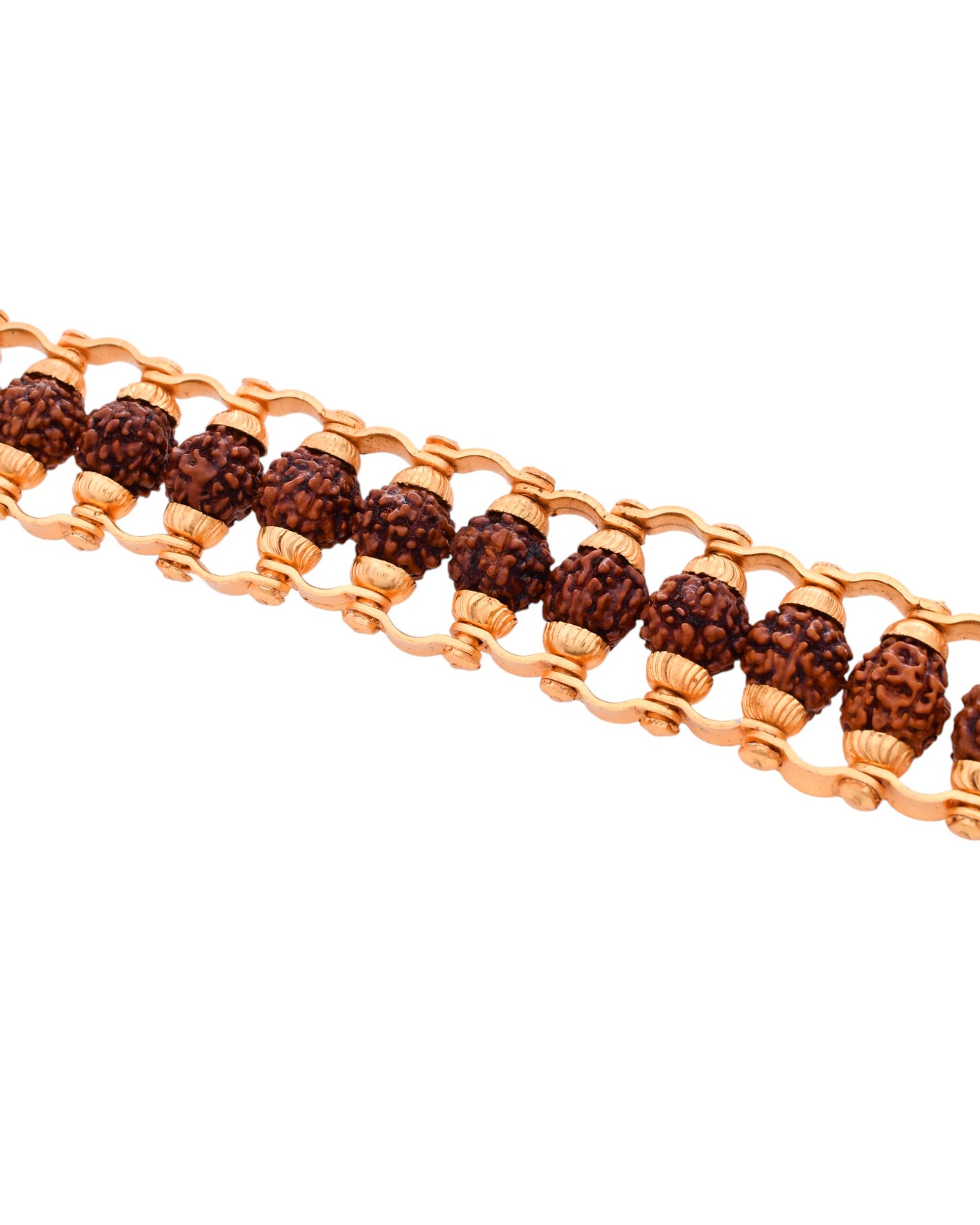 VOJ Gold-Polished Rudraksha Men's Bracelet - Distacart