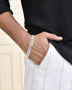 VOJ Silver Plated Stainless Steel Elegent Men's Bracelet - Distacart